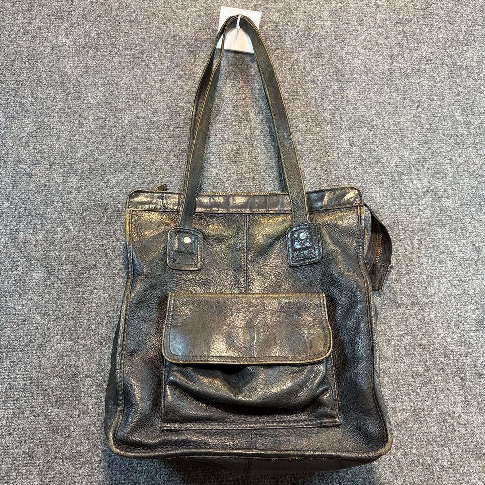 Frye Vintage Black Leather Large Slouchy Hobo Shoulder Bag Handbag Purse